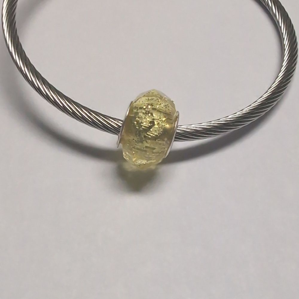 Yellow‎ Glittery Charm for Pandora Style Bracelet